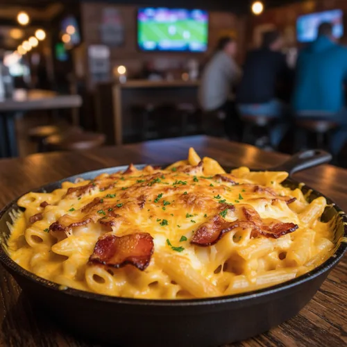 Bacon Mac N Cheese at TOPS Pizza
