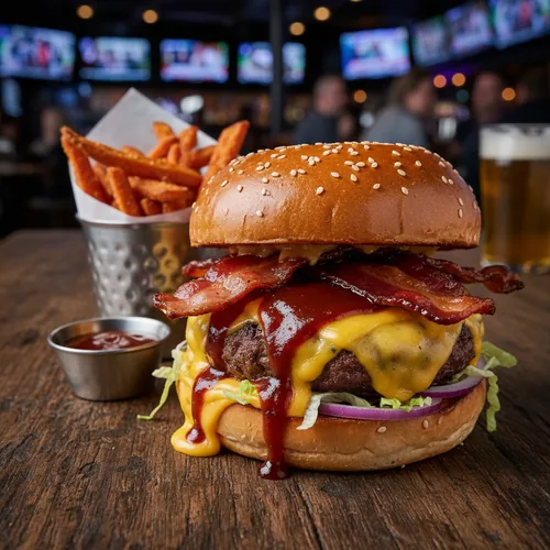 Big Cheddar Bacon Burger at TOPS Pizza