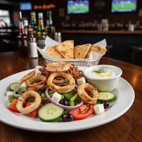 Calamari Salad at TOPS Pizza