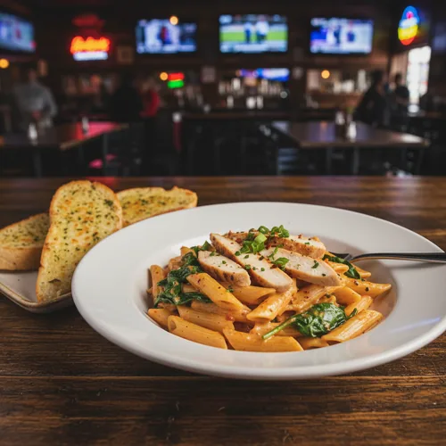 Louisiana Chicken Pasta at TOPS Pizza