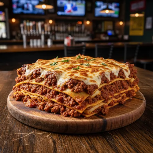 TOPS Lasagna at TOPS Pizza
