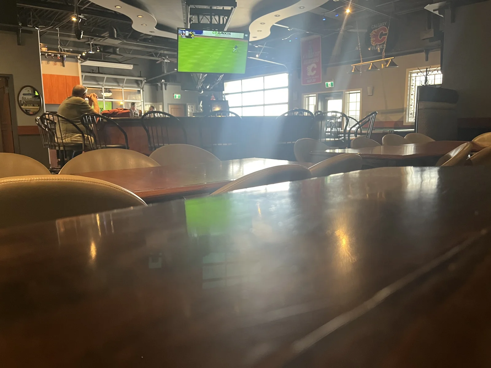 The bar and lounge at TOPS Pizza & Sports Bar, NW Calgary